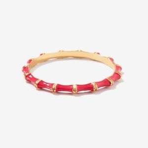 Ava Bamboo Enamel Bracelet Coral and Gold